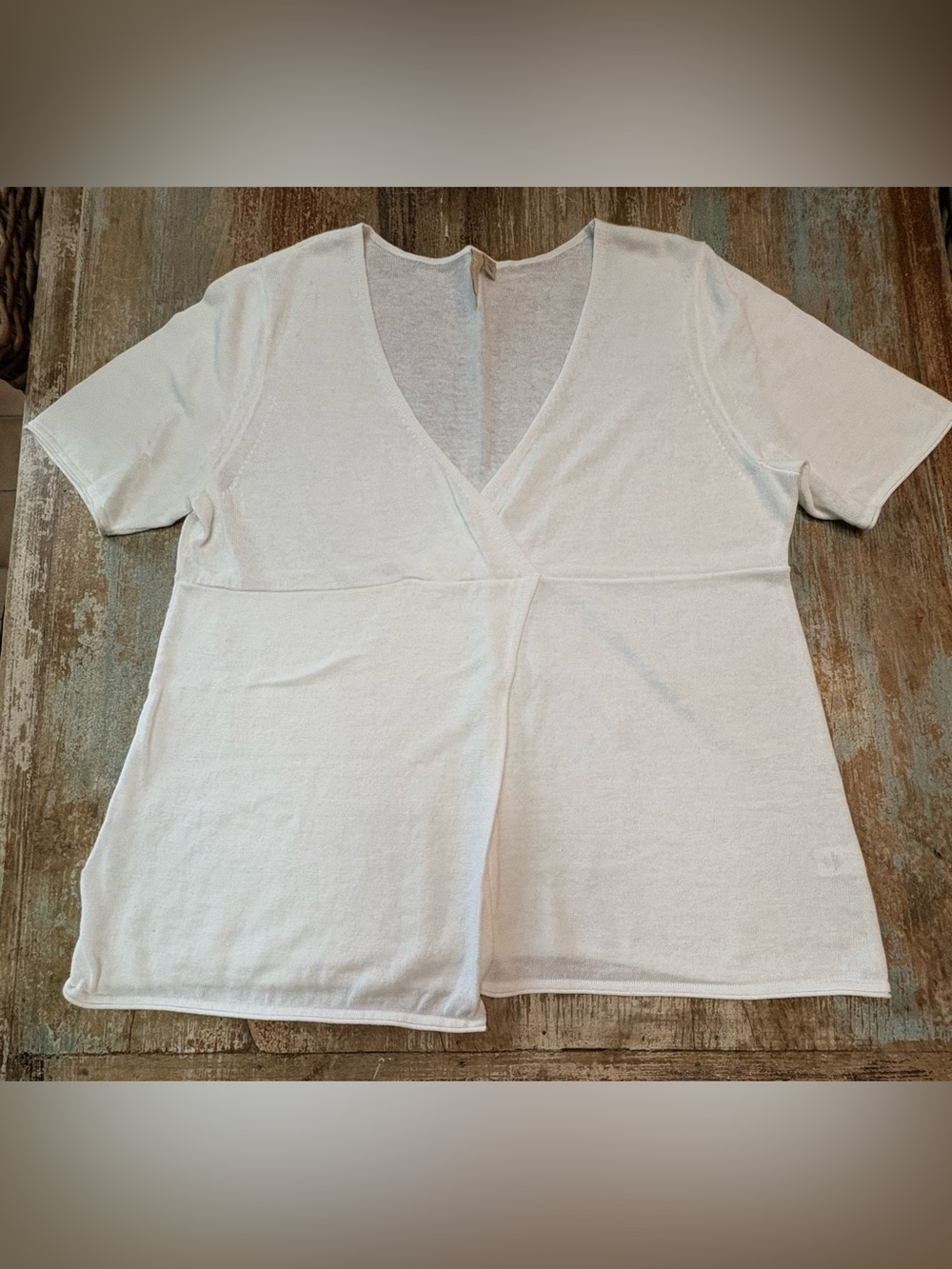 J Jill White Faux Wrap-Front Top